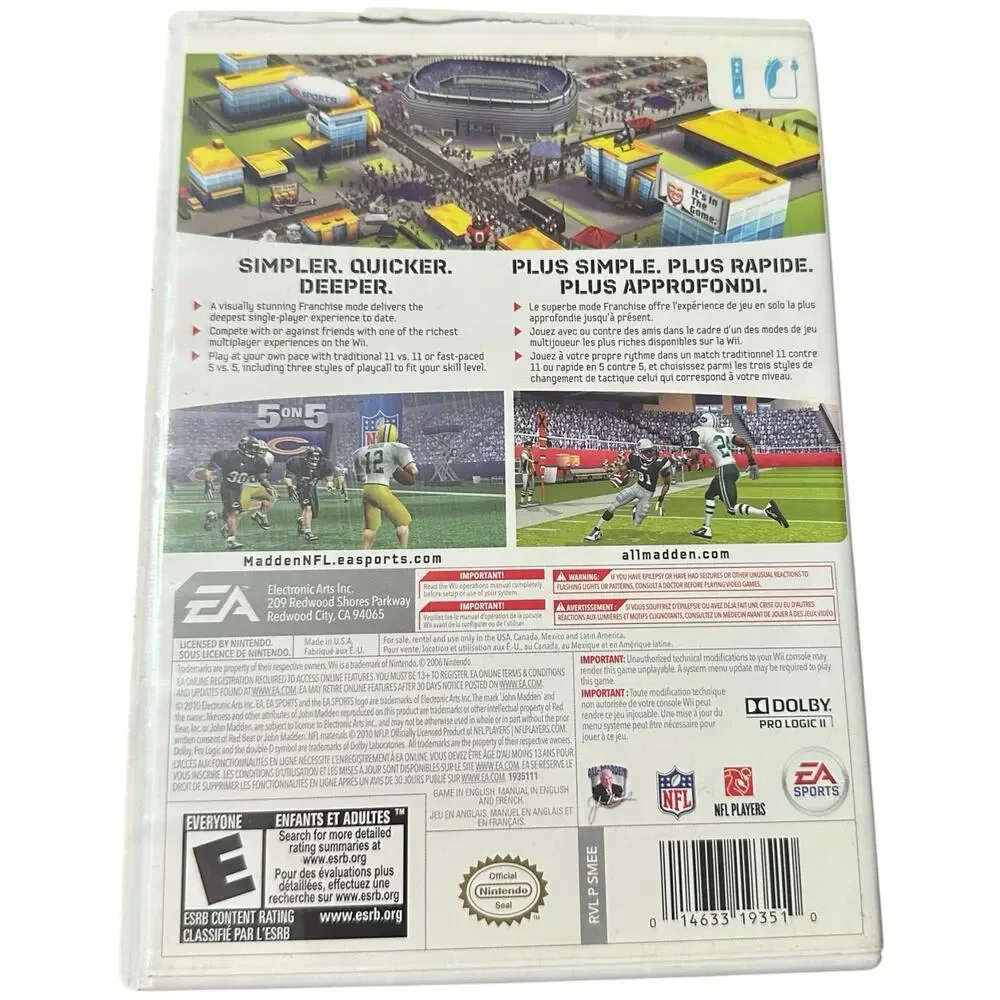 Madden NFL 11 Nintendo Wii Complete With Manual Untested Sports Football Gaming